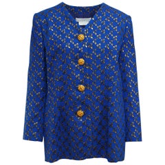 Givenchy Couture Metallic Gold & Blue Printed Jacket