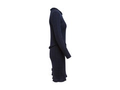 Givenchy Couture Navy Blue Long-Sleeve Knit Dress