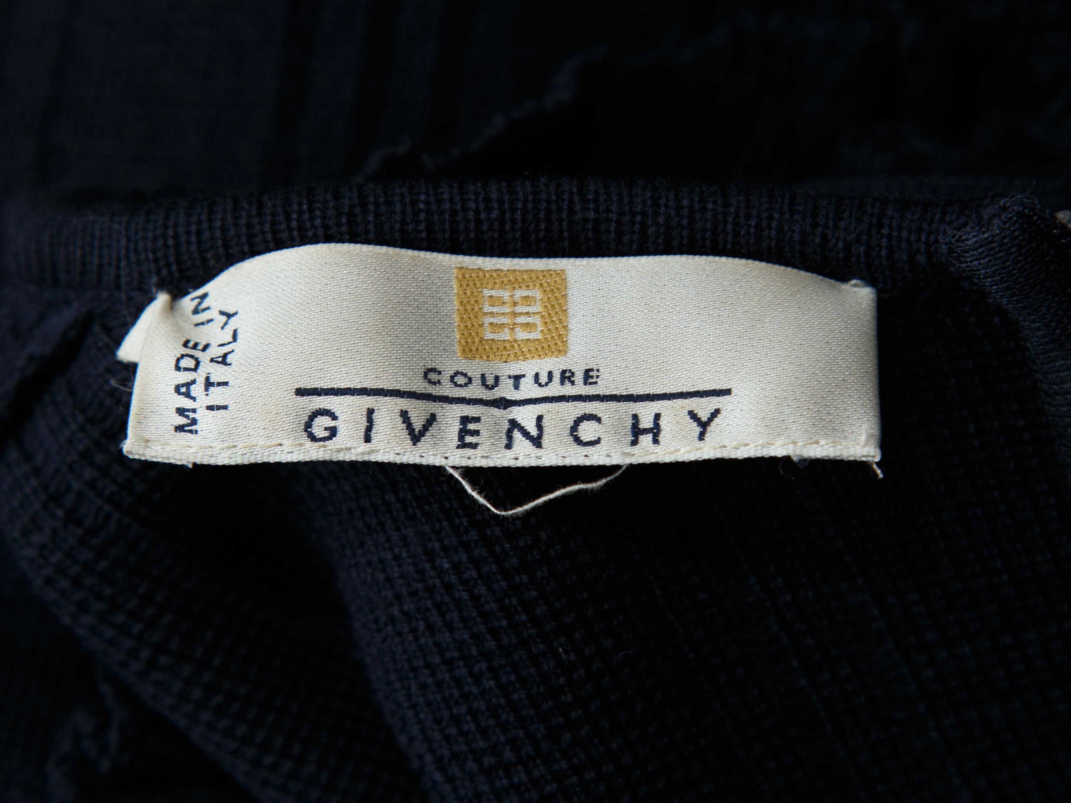 Givenchy Couture Navy Blue Long-Sleeve Knit Dress In Good Condition In New York, NY