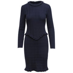 Givenchy Couture Navy Blue Long-Sleeve Knit Dress