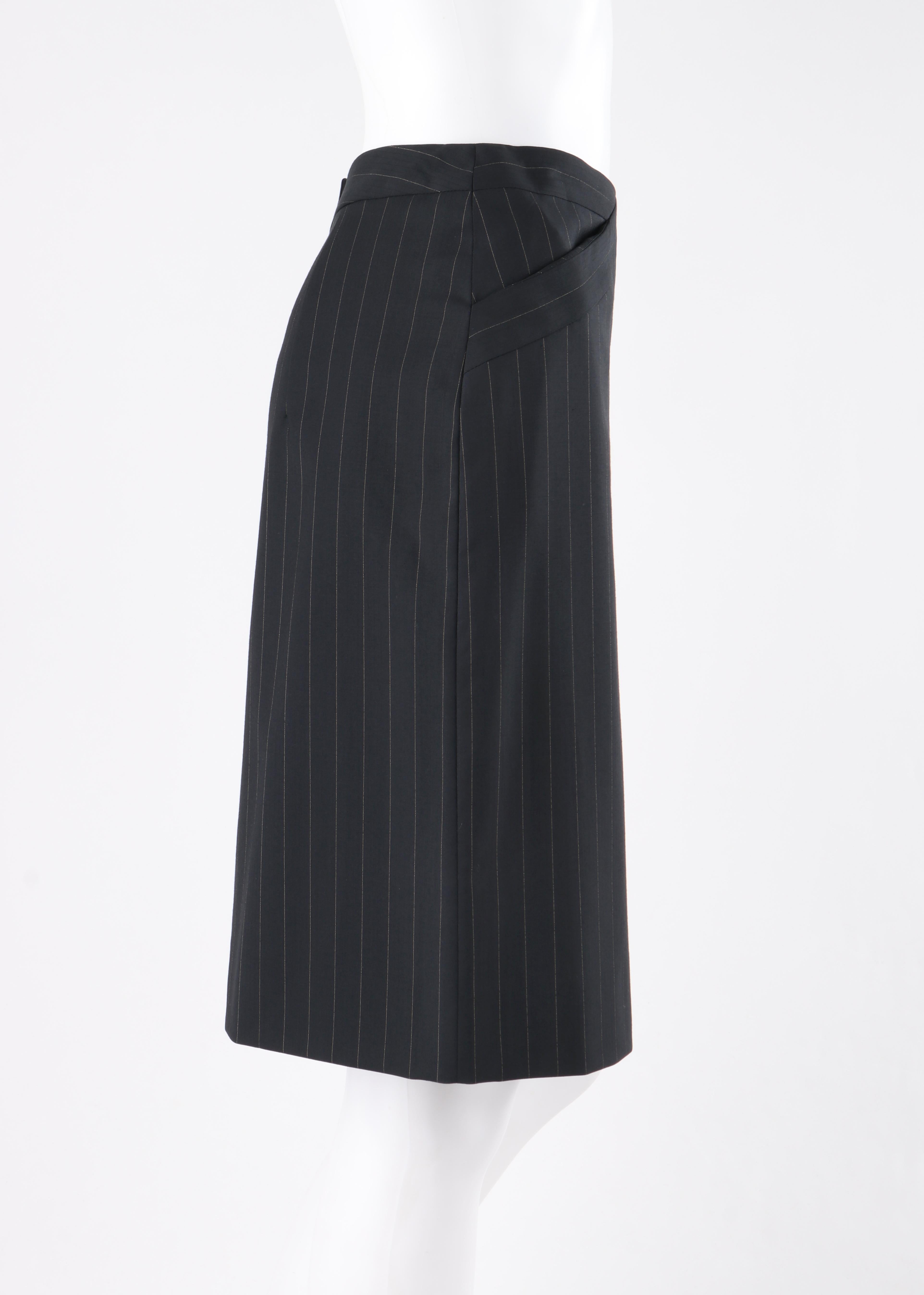 black pinstripe pencil skirt