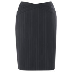 GIVENCHY Couture S/S 1999 ALEXANDER McQUEEN Black Pinstripe Fitted Pencil Skirt