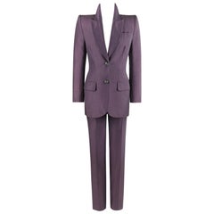 Vintage GIVENCHY Couture S/S 1999 ALEXANDER McQUEEN Purple Blazer Jacket Pant Suit Set