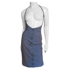 Givenchy Couture Scoop Front Button Halter Dress 1990s