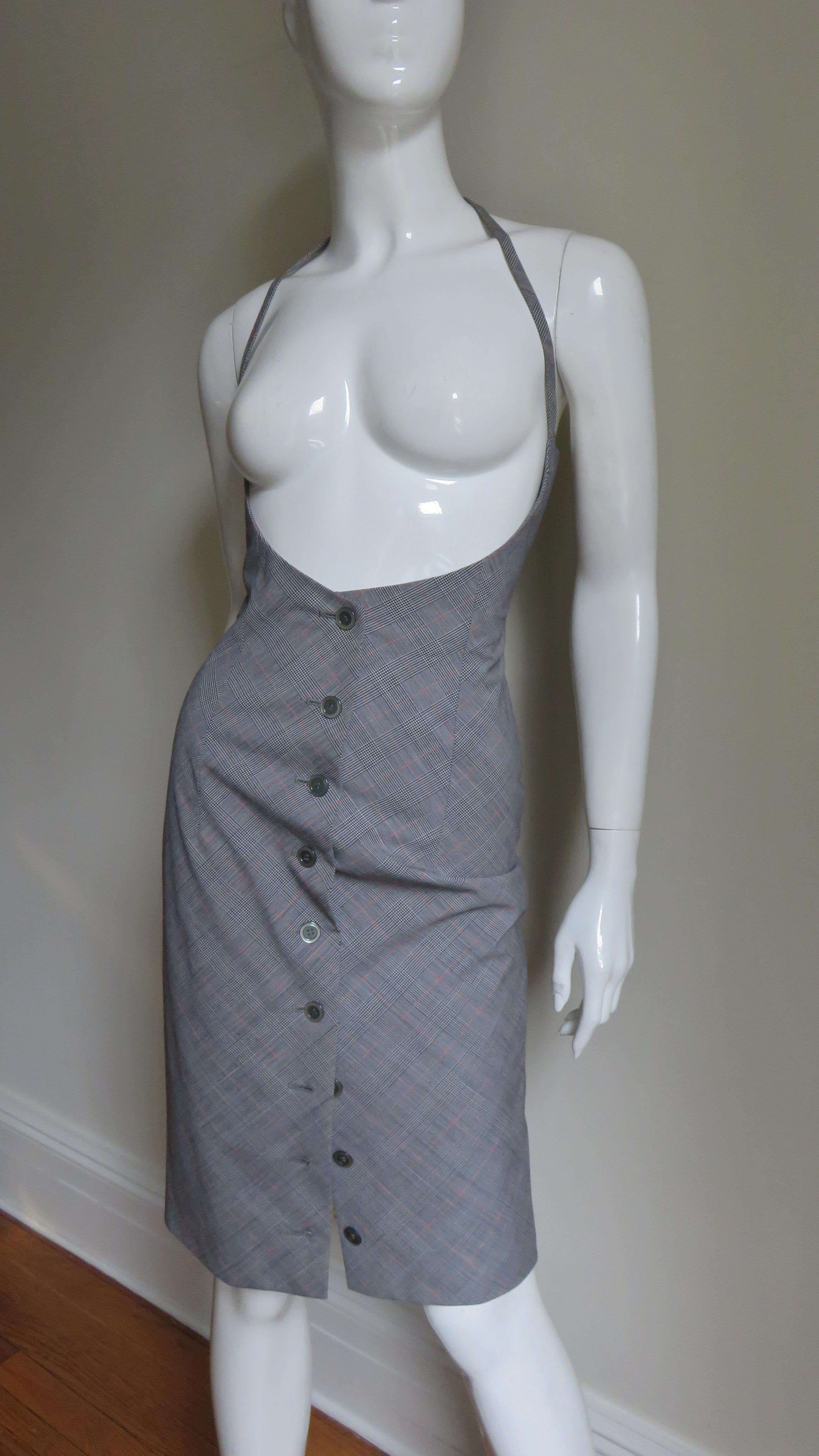 Gris Givenchy Couture - Pull dos nu avec boutons à l'avant, années 1990 en vente