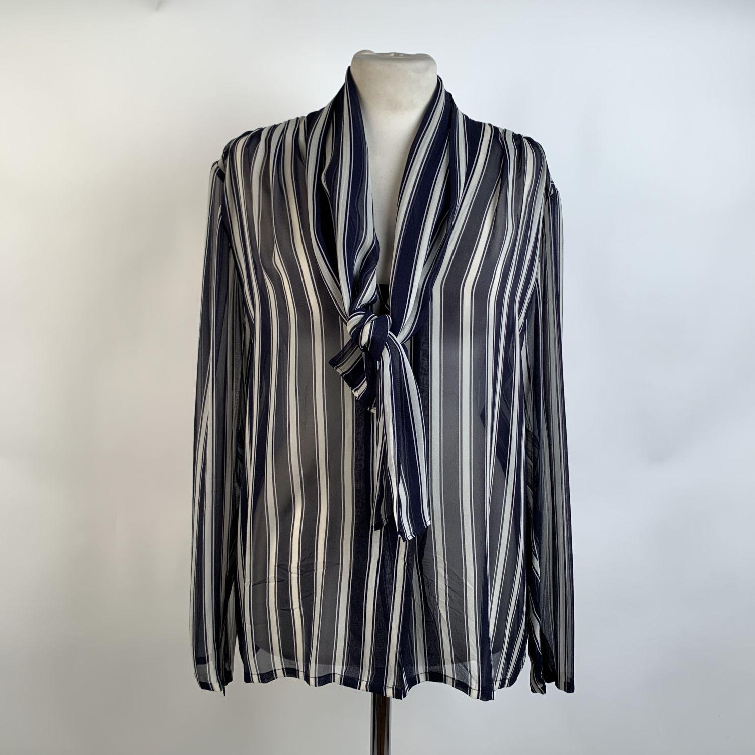 Black Givenchy Couture Vintage Striped Silk Button Down Shirt