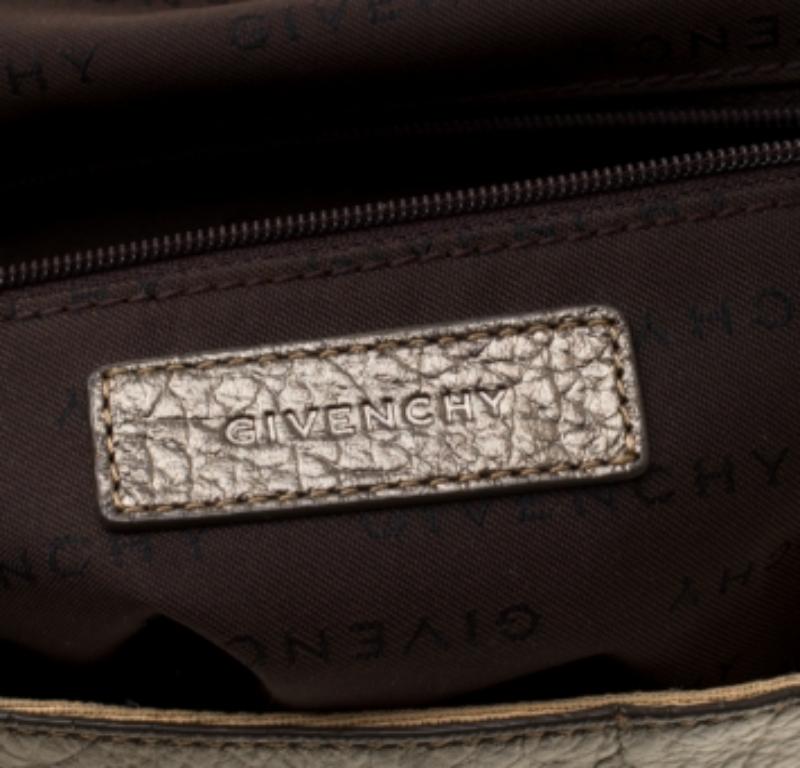 Givenchy Satchel aus cremefarbenem und metallisch braunem Canvas und Leder (Braun) im Angebot