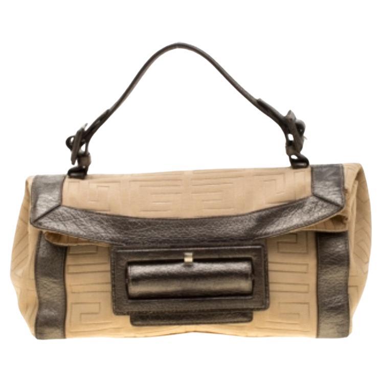 Givenchy Satchel aus cremefarbenem und metallisch braunem Canvas und Leder im Angebot