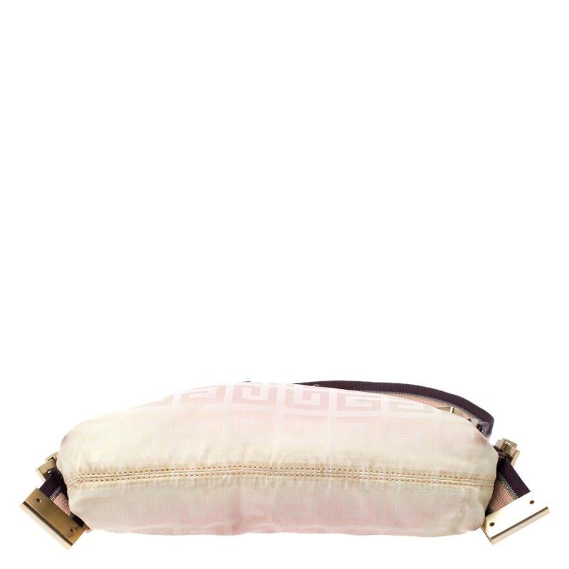 Beige Givenchy Cream/Light Pink Logo Print Canvas Double Pocket Zip Baguette