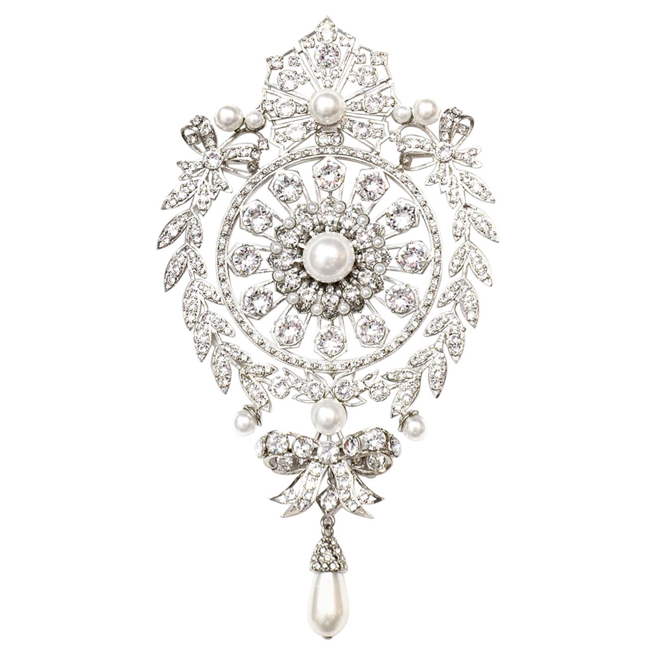 Givenchy Crystal & Faux Pearl XL Brooch Pin rt. $1, 325