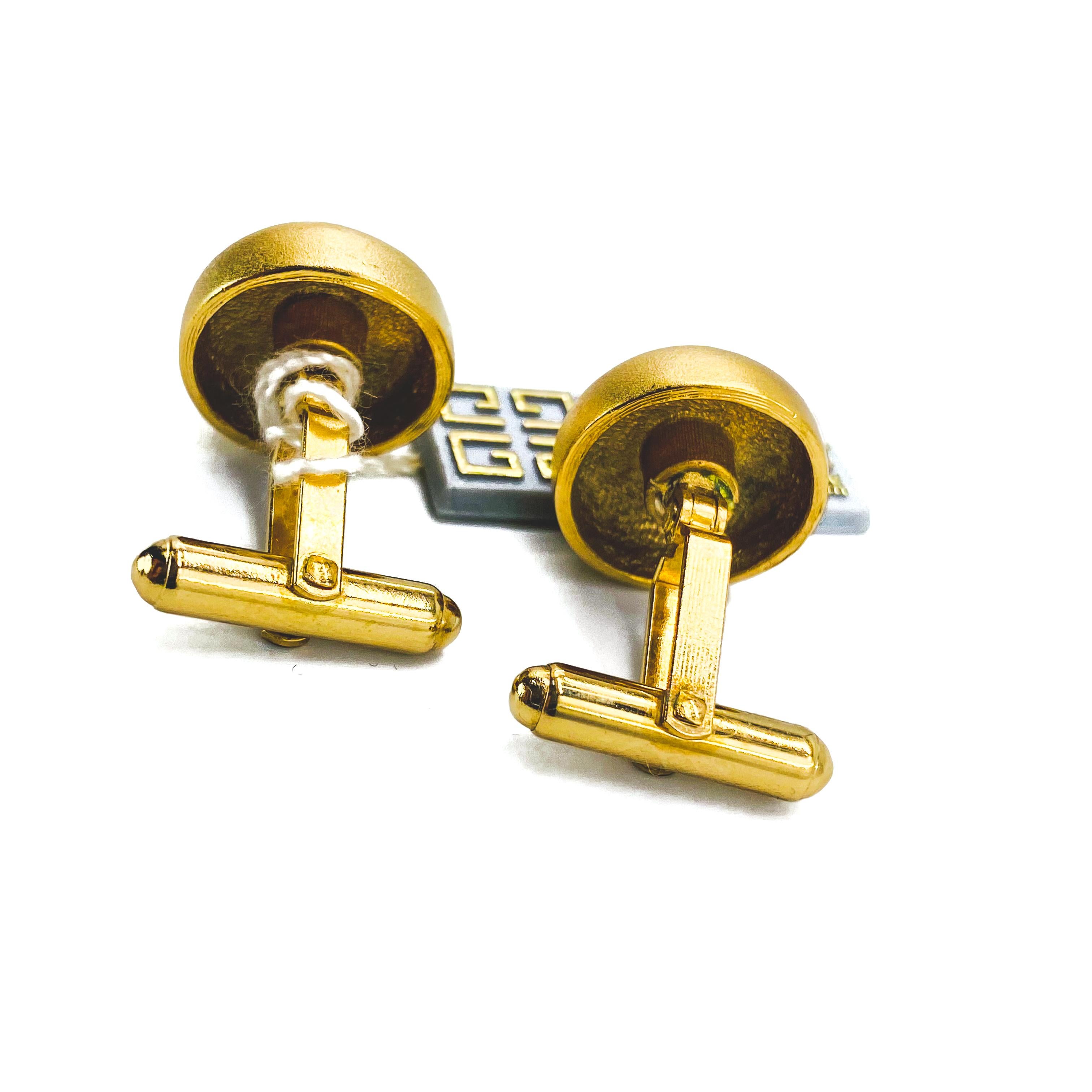 Vintage GIVENCHY Gold Plated Cufflinks Vintage 1970s In Excellent Condition In London, GB