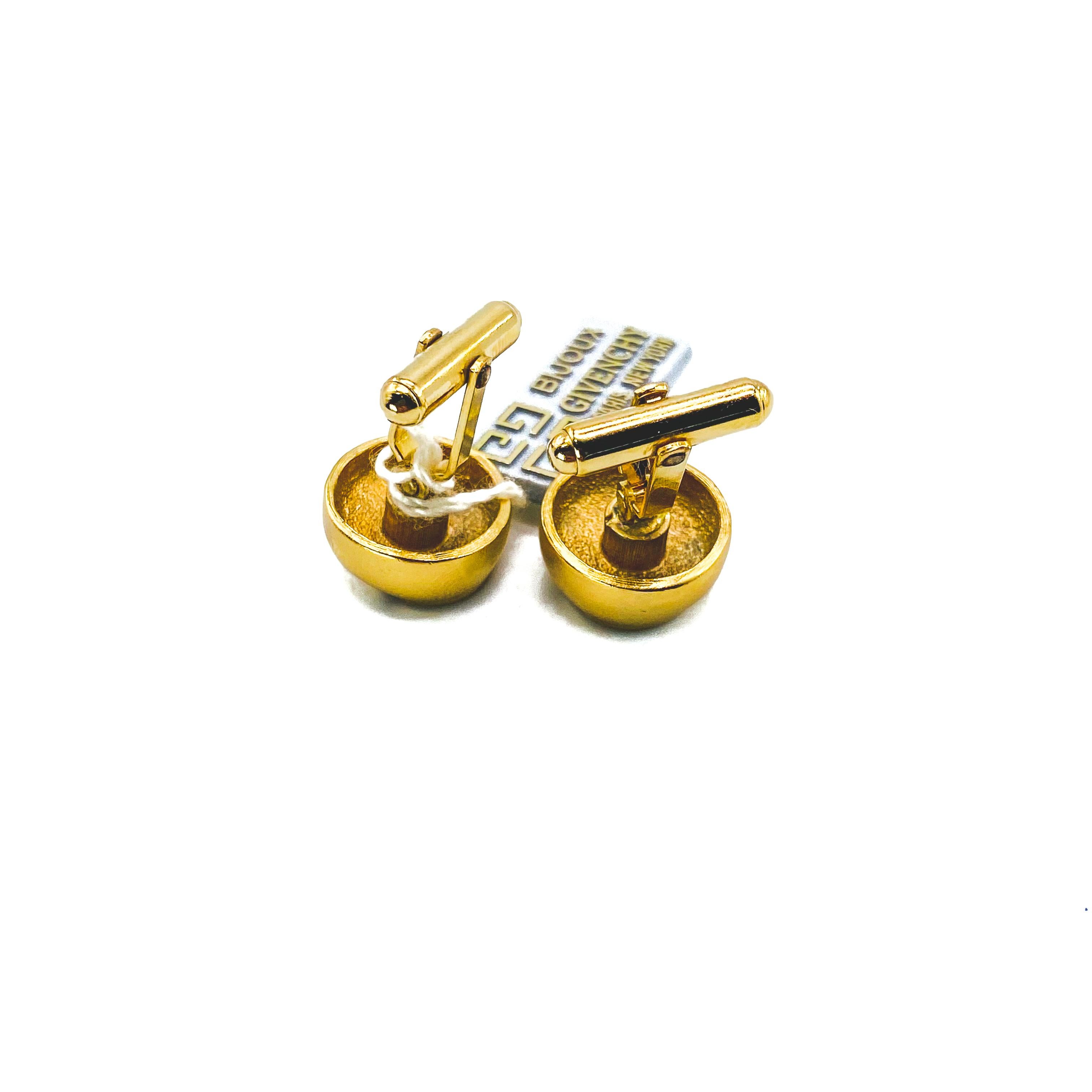 Women's or Men's Vintage GIVENCHY Gold Plated Cufflinks Vintage 1970s