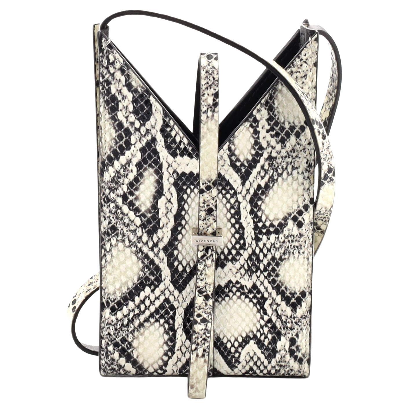 Givenchy Cut Out Phone Crossbody Pouch Python Embossed Leather