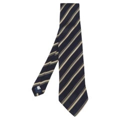 Givenchy Dark Blue & Gold Striped Silk Tie
