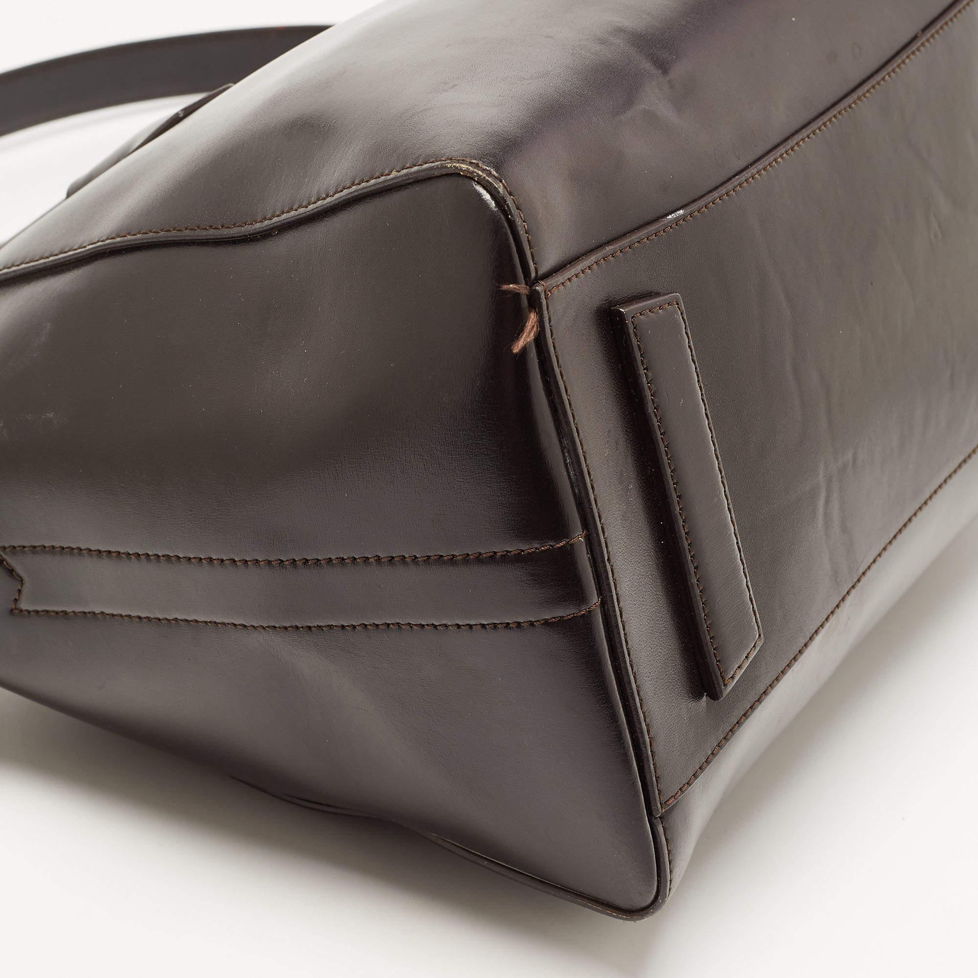 Givenchy Dark Brown Leather Medium Antigona Satchel For Sale 9