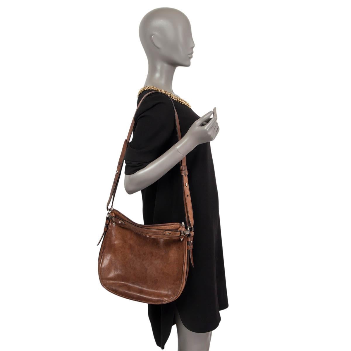 GIVENCHY dark brown leather OBSEDIA MEDIUM ZANZI HOBO Shoulder Bag For Sale 1