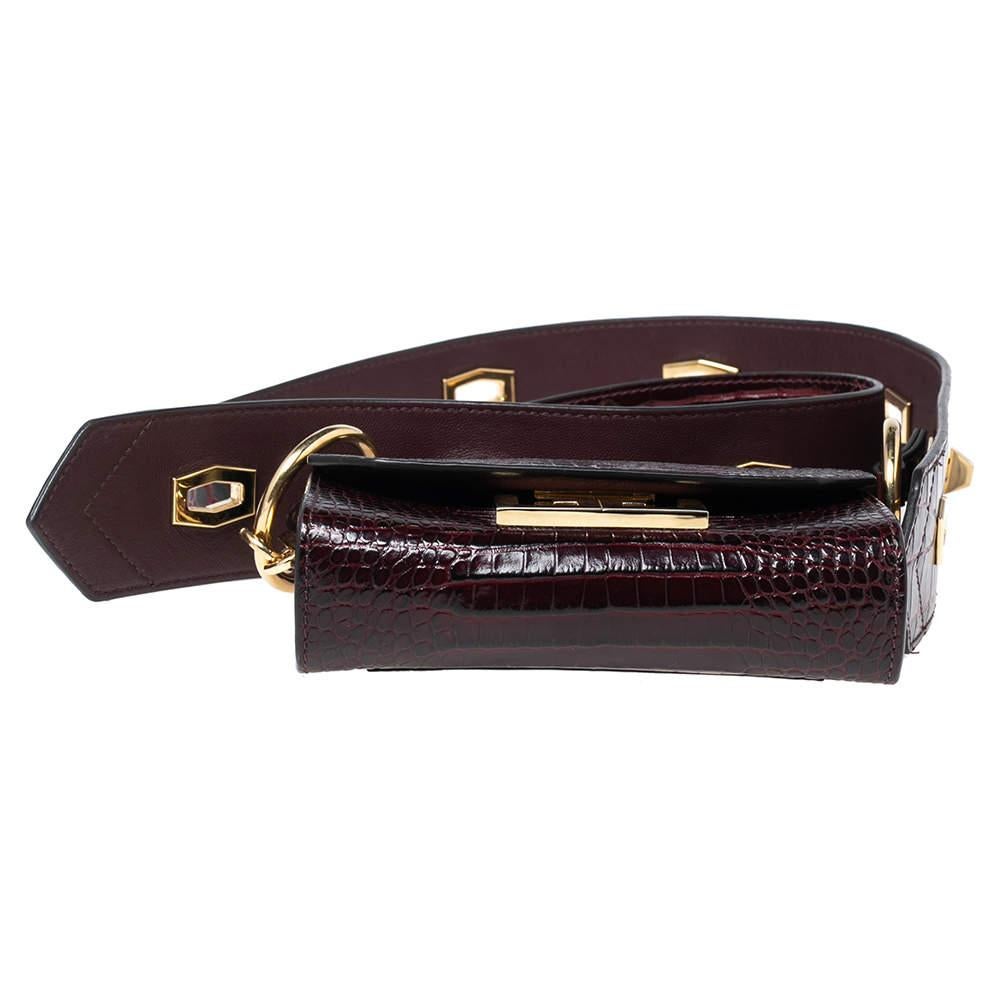 Givenchy Dark Burgundy Croc Embossed Leather Nano Eden Shoulder Bag 1