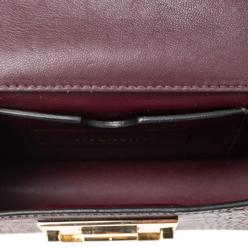 Givenchy Dark Burgundy Croc Embossed Leather Nano Eden Shoulder Bag For Sale 3