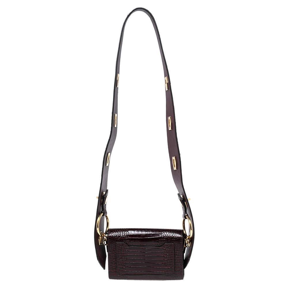 Givenchy Dark Burgundy Croc Embossed Leather Nano Eden Shoulder Bag 3