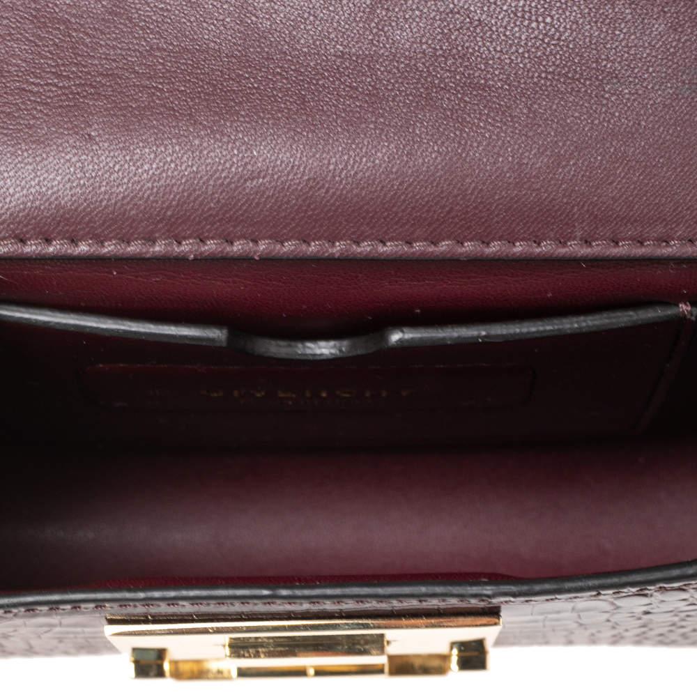 Givenchy Dark Burgundy Croc Embossed Leather Nano Eden Shoulder Bag 4