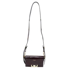 Givenchy Dark Burgundy Croc Embossed Leather Nano Eden Shoulder Bag