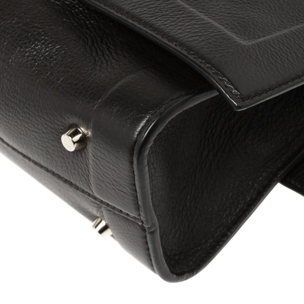 Black Givenchy Dark Choco Leather Shark Tooth Top Handle Bag