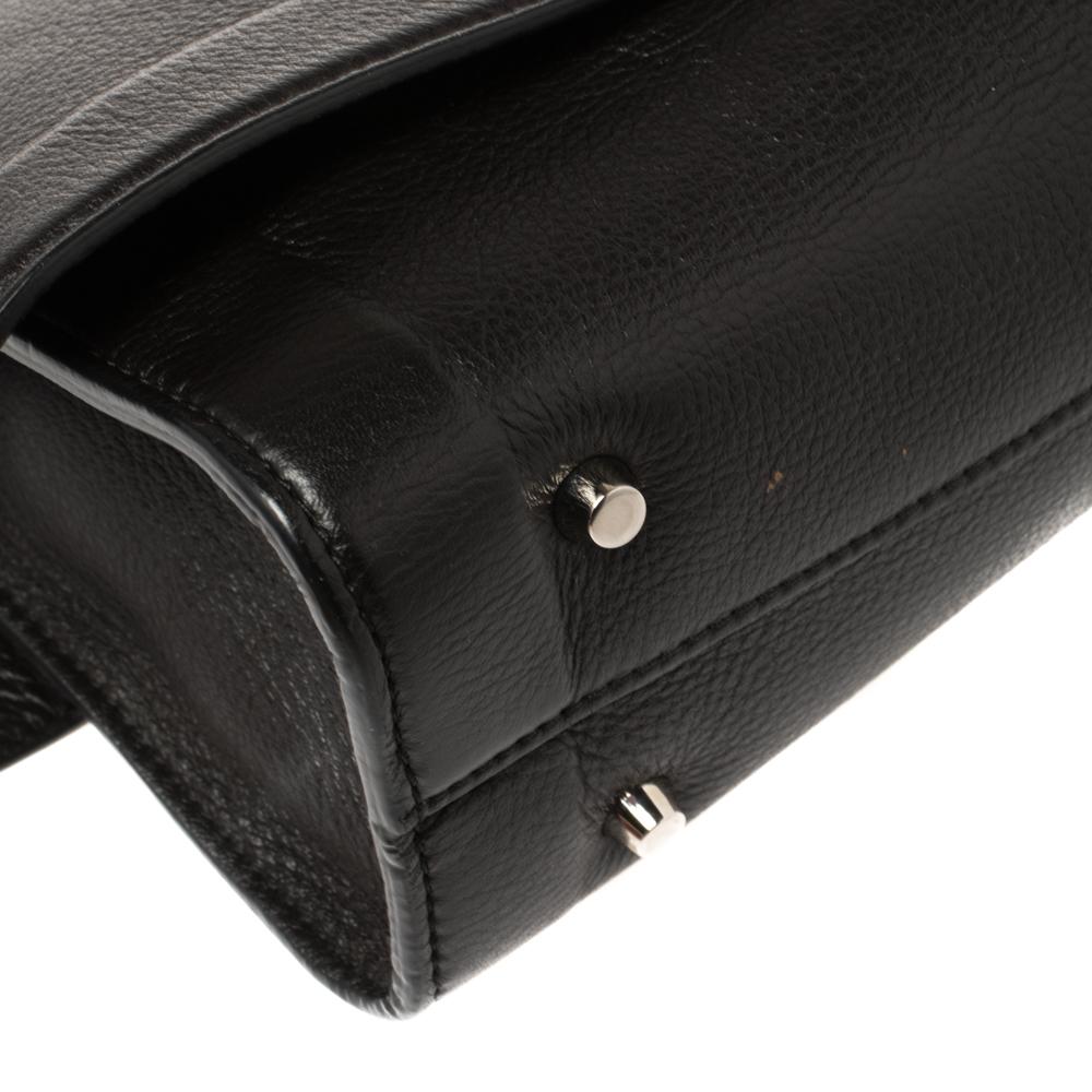 Givenchy Dark Choco Leather Shark Tooth Top Handle Bag In Good Condition In Dubai, Al Qouz 2