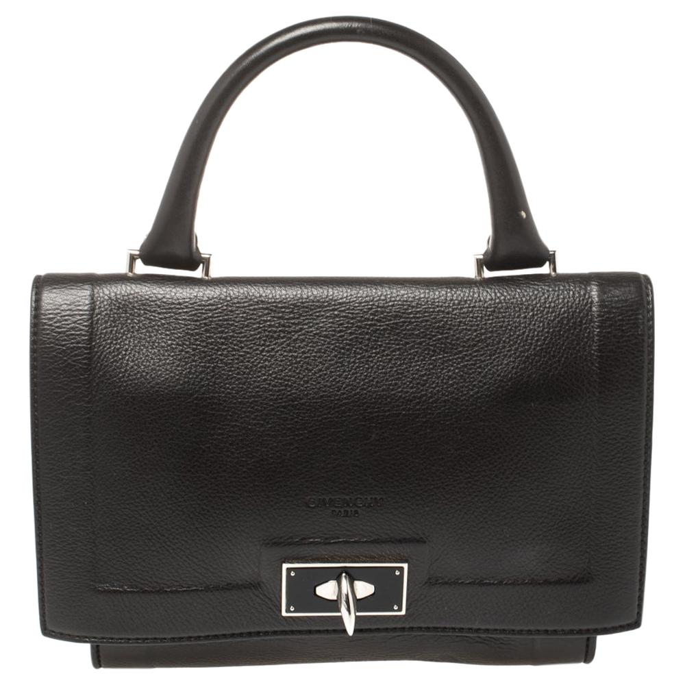 Givenchy Dark Choco Leather Shark Tooth Top Handle Bag