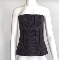 Givenchy Dark Denim Bustier Corset Strapless Top Stitch and Zipper Detail