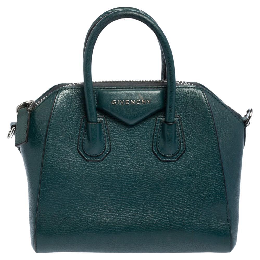 Givenchy Dark Green Leather Mini Antigona Satchel