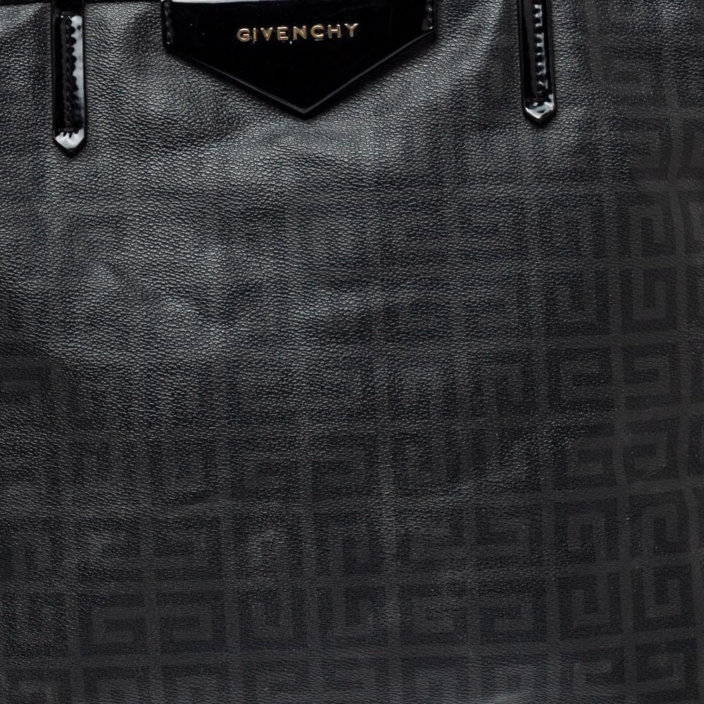 Givenchy Dark Grey/Black Coated Canvas Logo Print Antigona Shopper Tote 4