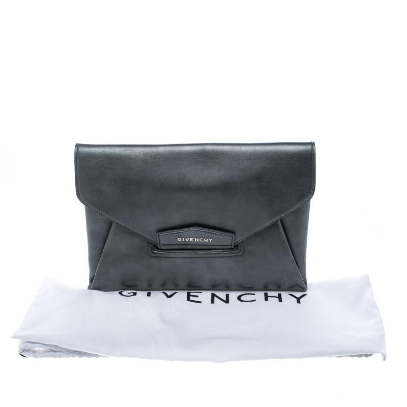 Givenchy Dark Grey Leather Medium Envelope Antigona Clutch 5