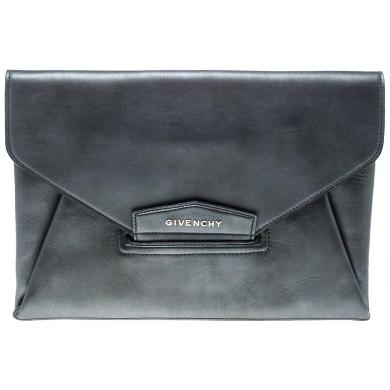 Givenchy Dark Grey Leather Medium Envelope Antigona Clutch