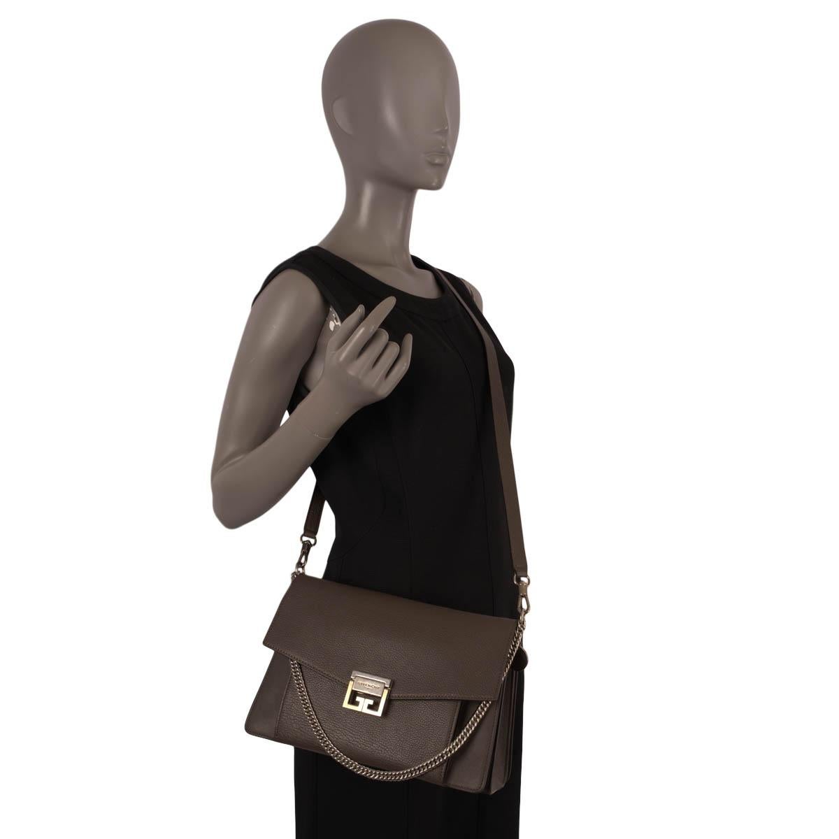 GIVENCHY dark taupe leather GV3 MEDIUM Shoulder Bag For Sale 6
