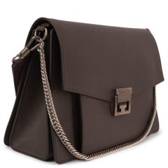 GIVENCHY dark taupe leather GV3 MEDIUM Shoulder Bag