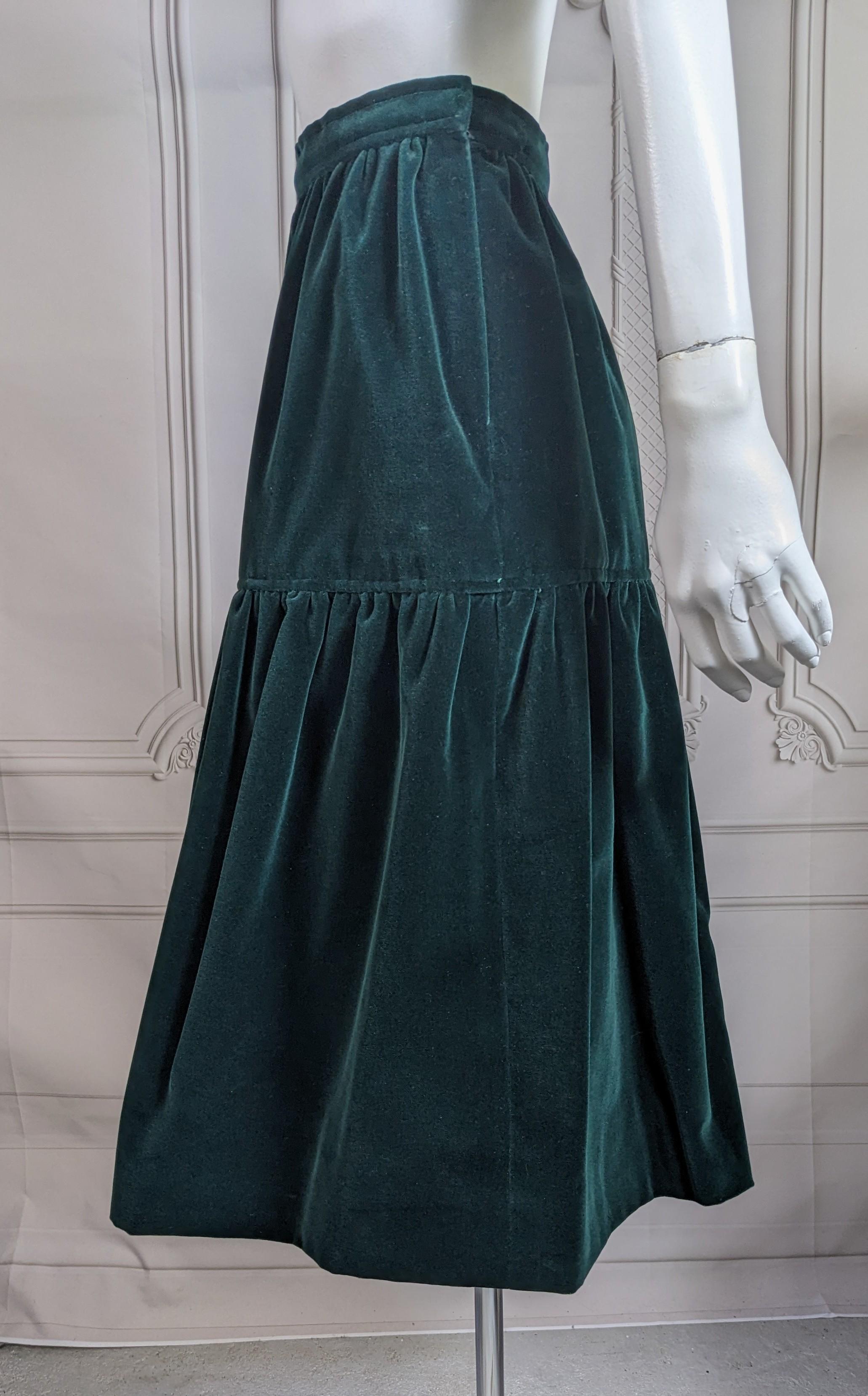 Black Givenchy Deep Green Cotton Velvet Skirt For Sale