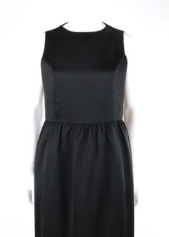 GIVENCHY Demi Couture c.1990's Black Silk Satin Maxi Evening Sheath Dress Gown