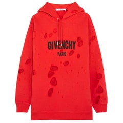 Givenchy Distressed Chiffon-Paneled Cotton Hoodie