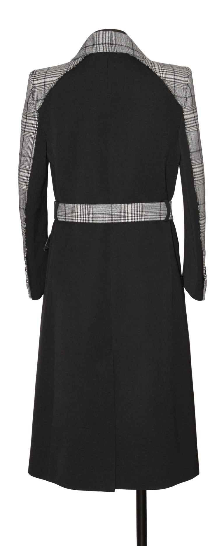 Givenchy DoubleBreasted Black and White Prince of Wales Wool Coat For