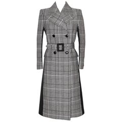 Givenchy Double-Breasted Black and White Prince of Wales Wool Coat