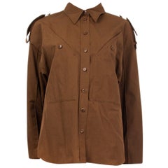 GIVENCHY Chemise boutonnée style militaire en coton olive avec motif crabe, Taille 36 XS