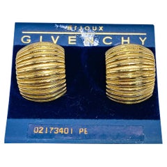 Vintage GIVENCHY Gold Plated Earrings 1980s for Pierced Ears