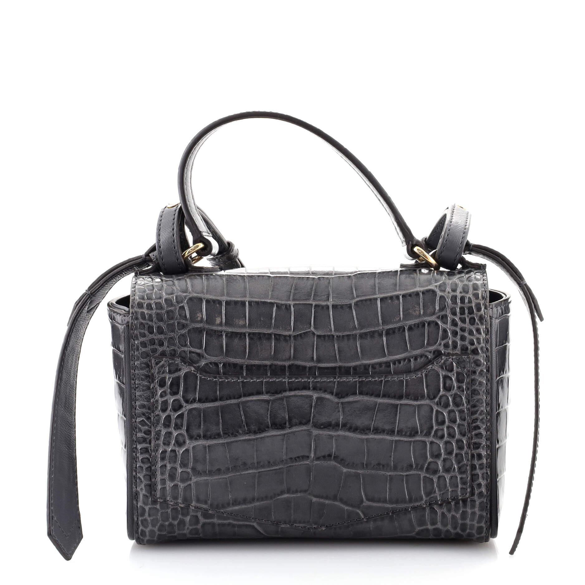 Givenchy Eden Top Handle Bag Crocodile Embossed Leather Mini In Good Condition In NY, NY