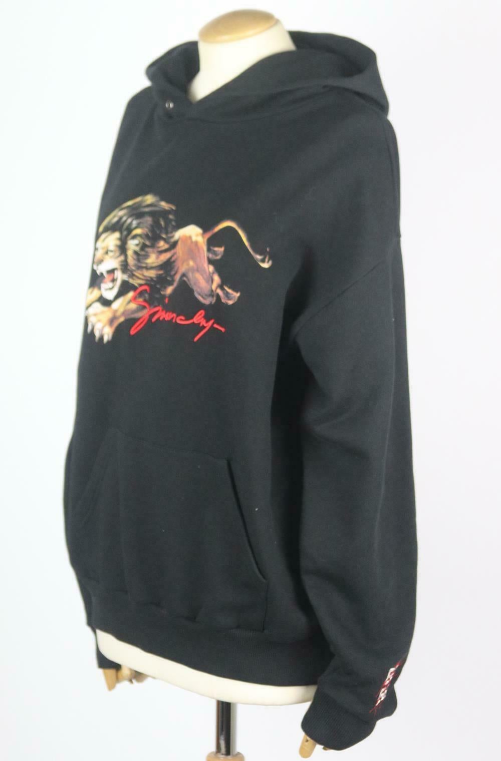 Black Givenchy Embroidered Printed Cotton Jersey Hoodie