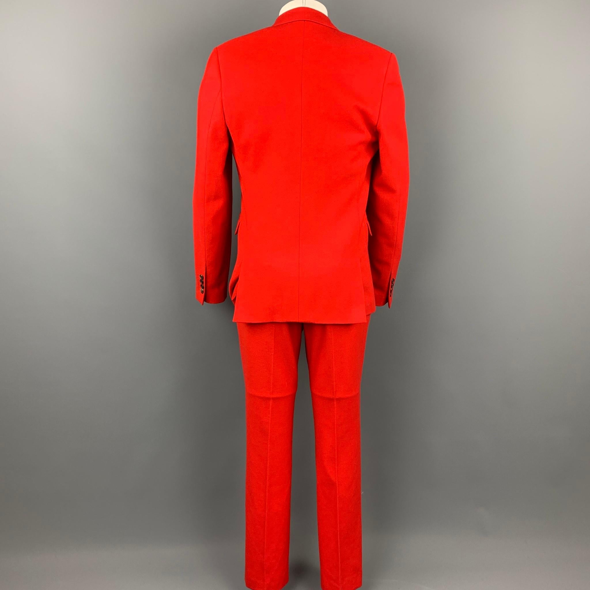 GIVENCHY F/W 12 Size 40 Red Wool / Cotton Notch Lapel Suit In Good Condition In San Francisco, CA