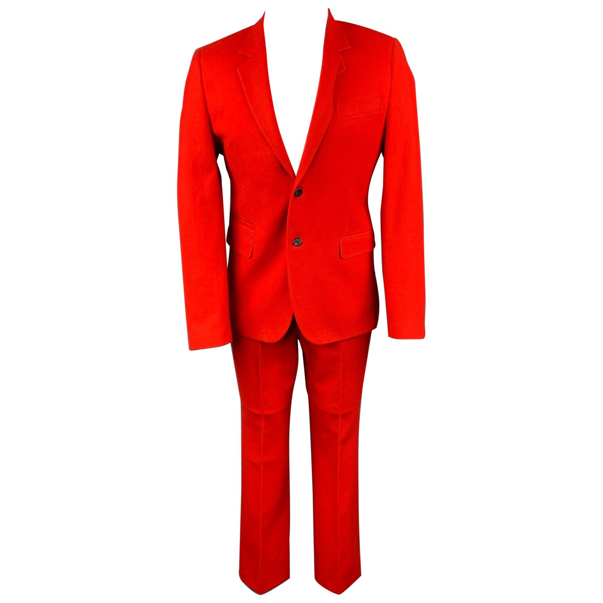 GIVENCHY F/W 12 Size 40 Red Wool / Cotton Notch Lapel Suit