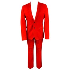 GIVENCHY F/W 12 Size 40 Red Wool / Cotton Notch Lapel Suit