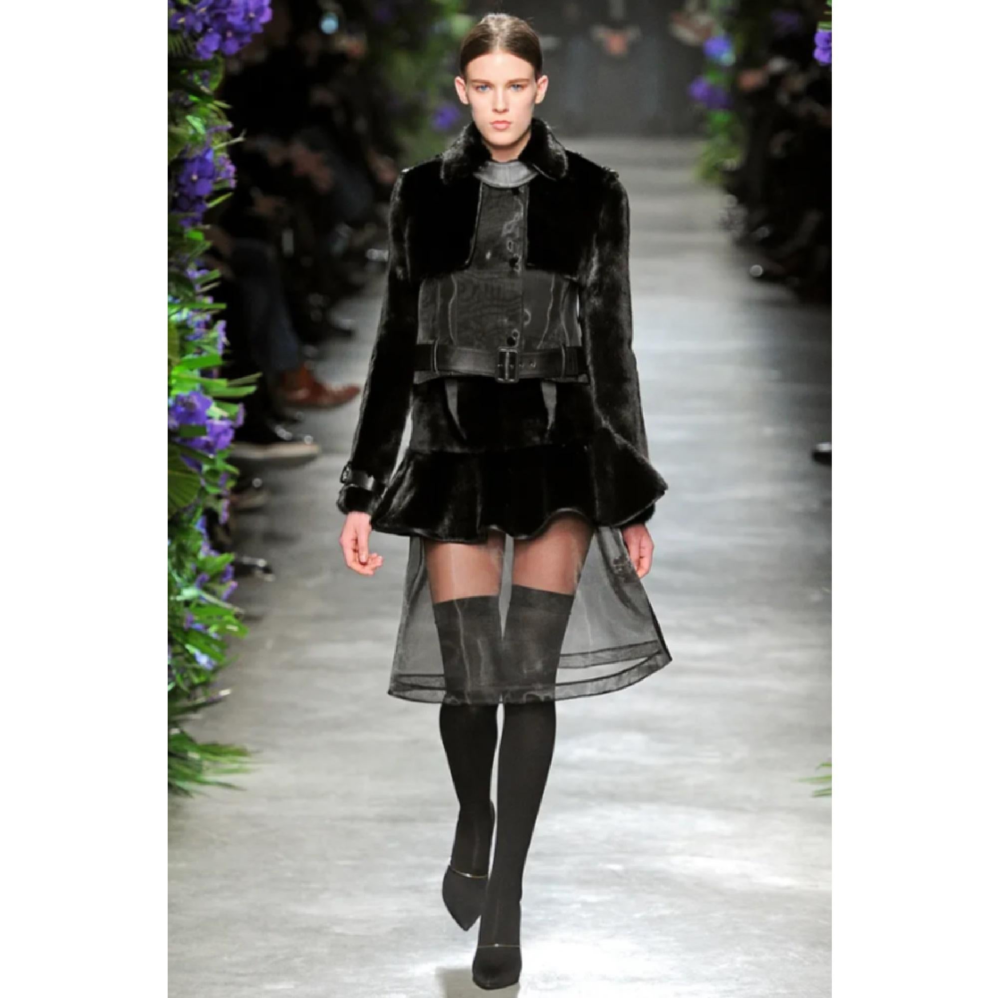 Givenchy Fall 2011 Jupe Cuir Voile FR40 Black Leather Tulle Skirt UK12 US10 For Sale 3