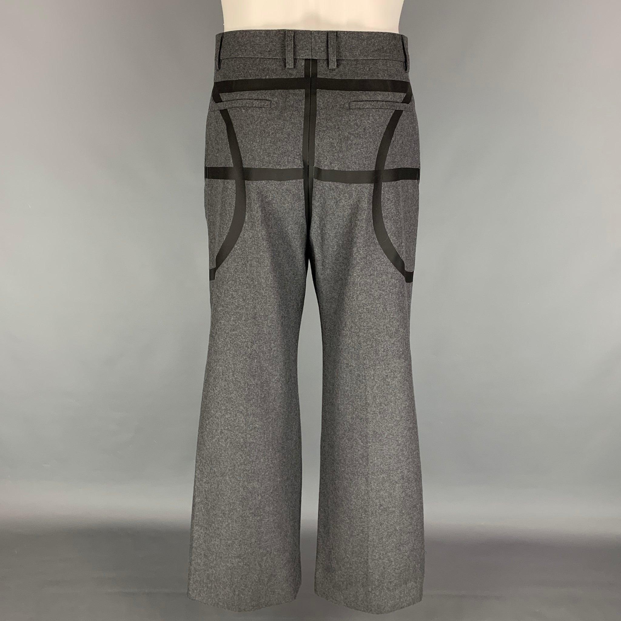 Men's GIVENCHY Fall 2014 Basketball Collection Size 32 Black Wool Wide Leg Dress Pants For Sale
