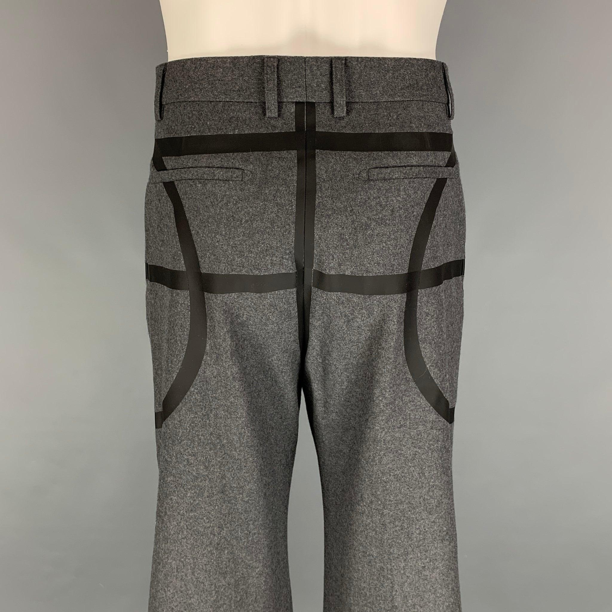 GIVENCHY Fall 2014 Basketball Collection Size 32 Black Wool Wide Leg Dress Pants For Sale 1